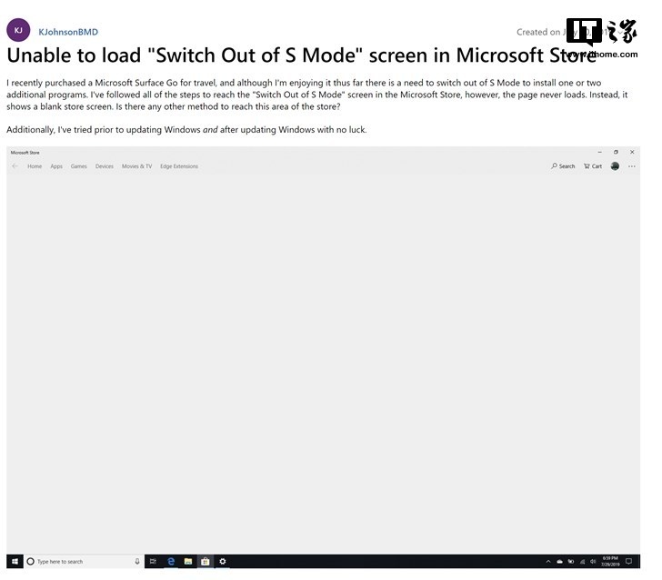 惨!微软Windows 10 S模式“卡住”,部分用户无法升级完整版